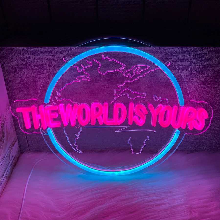 The World Is Yours Led Neon Sign Earth-Shaped Sign 3D Sculpture Used For Bedroom Club And Game Room Decor Powered By Usb H251201