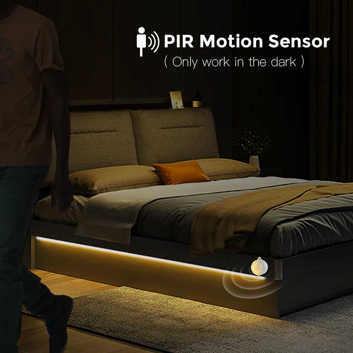 Bedroom Bedside Night Sensor Neon Light PIR Motion Sensor Silica LED Strip Lamp 2m 3m 5m 10m Human Body Induction Detector Lamp H251201