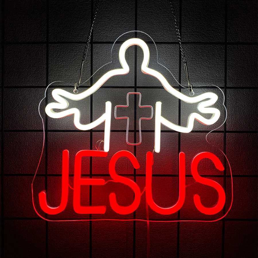 Neon Sign Of Cross Icon Of Dove Of Peace And Jesus Powered By Usb Used For Decor Of Rooms Churches And Religious Activities H251201
