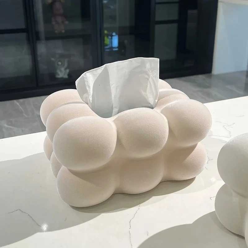 Modern Flocked Cloud Ceramic Tissue Box Desk Ornaments White Cloud Shape Porcelain Tissue Box Bedside Table Paper Towel Case New H251201