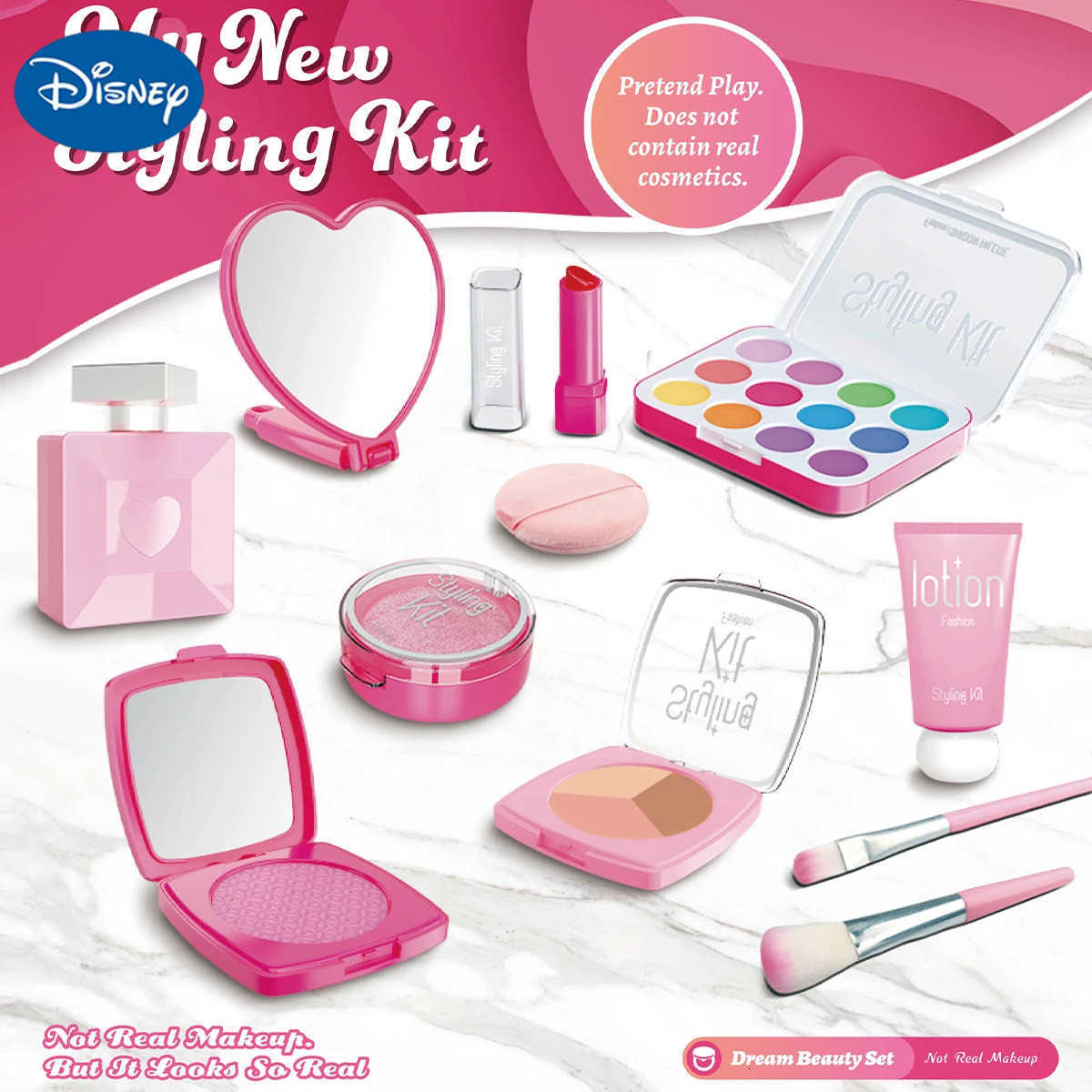 Disney Play Makeup Toys Simulated Cosmetics Fake Makeup Set Lipstick Powder Blusher Not Real Makeup for Girl Gifts H251202