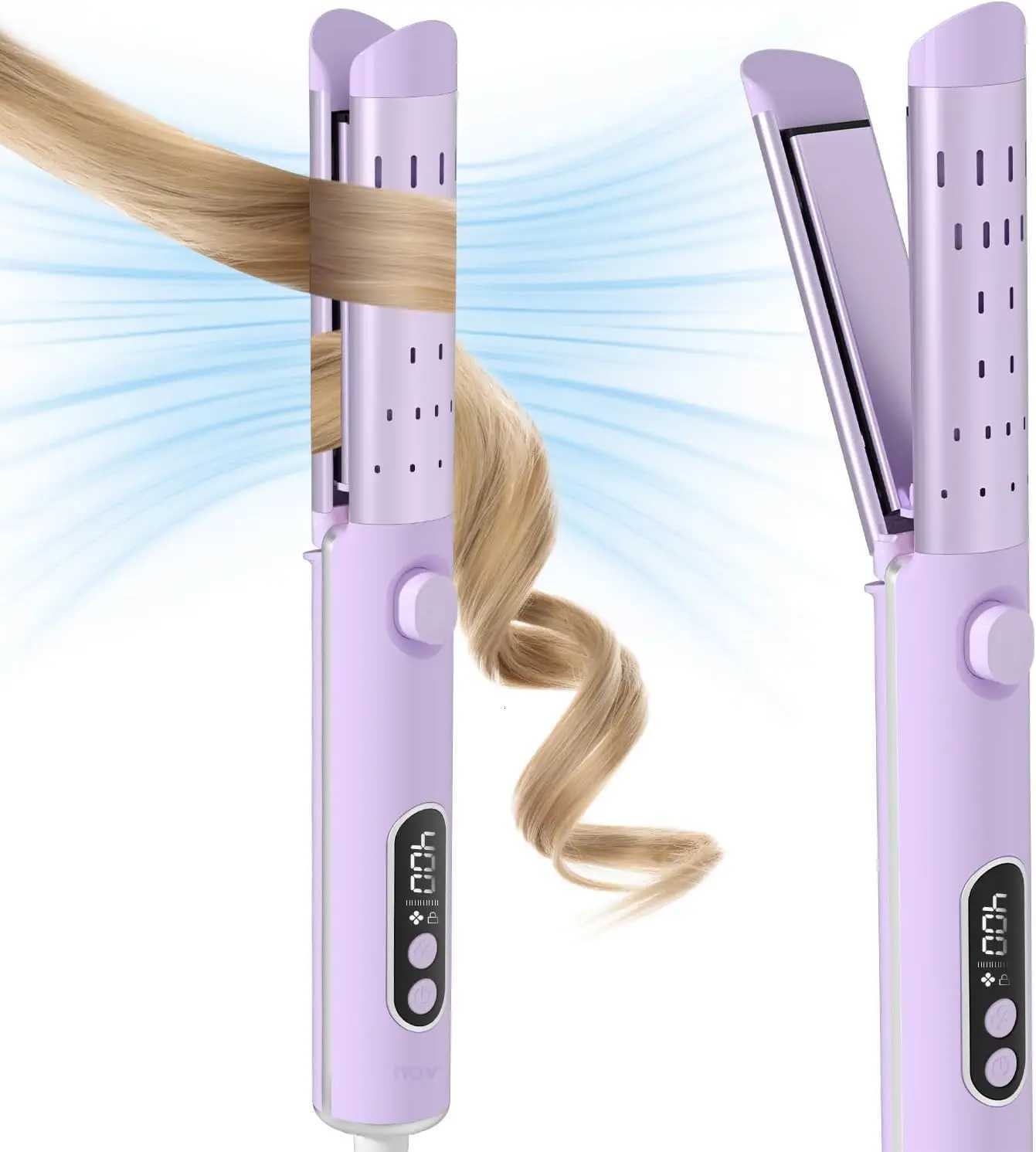 Airflow Curling Iron for La Curls -Ceramic Flat Iron Hair Straightener and Curler 2 in 1 Anti-Scald Curling W25 Inch C251202