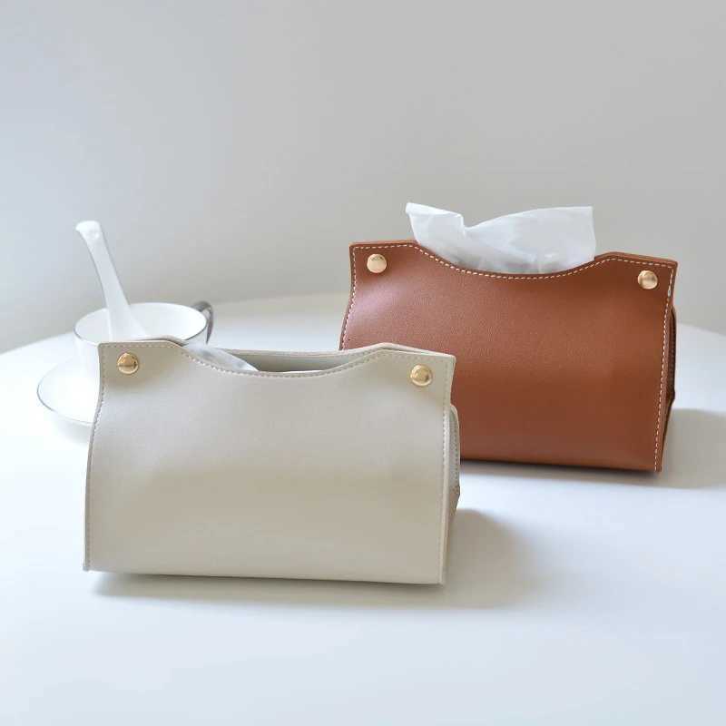 Pu Leather Tissue Box Cover Holder Car Living Ro Bedro Decoration Kitchen Desktop Nordic He Napkin Holder Large Storage H251201
