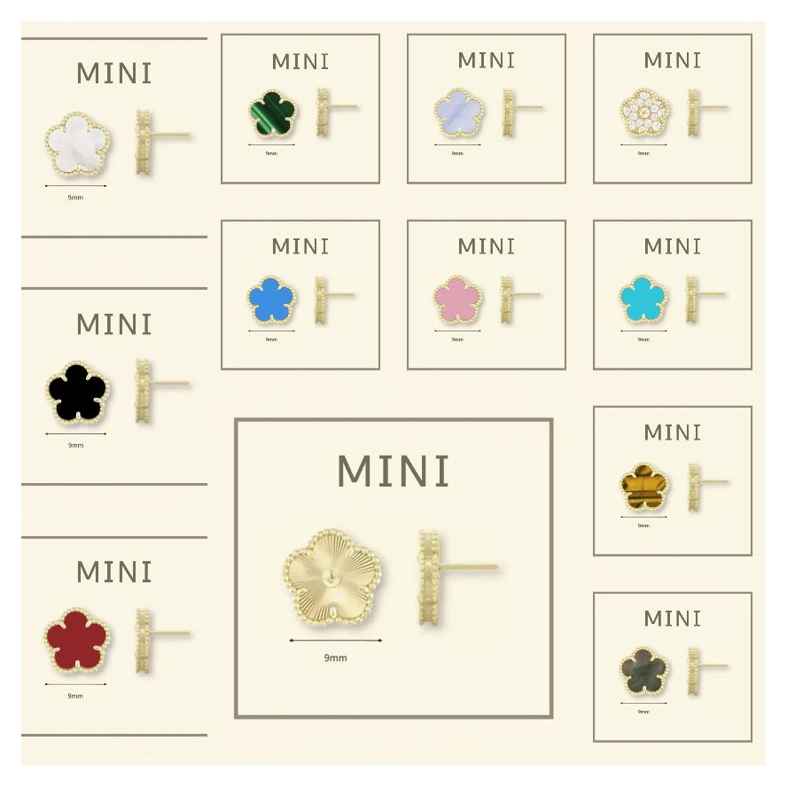 designer for women earings luxury jewelry luxe ohrringe diamond Mini clover earrings Turquoise 18K Gold Plated boucle d oreille diamond earrings