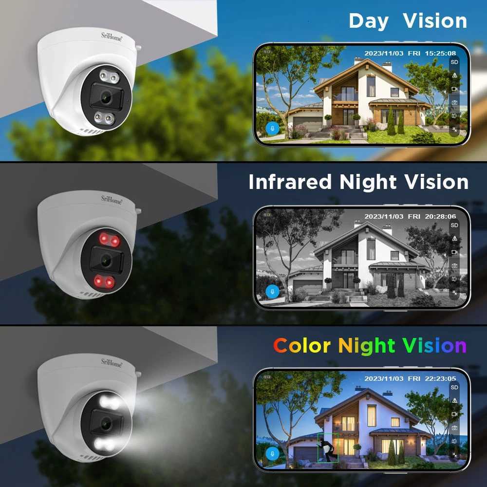Srihe SH030 40MP De IP Camera H265 Security CCTV Wifi Camera Two Way Au Al Push Video Surveillance Work On NVR C251202