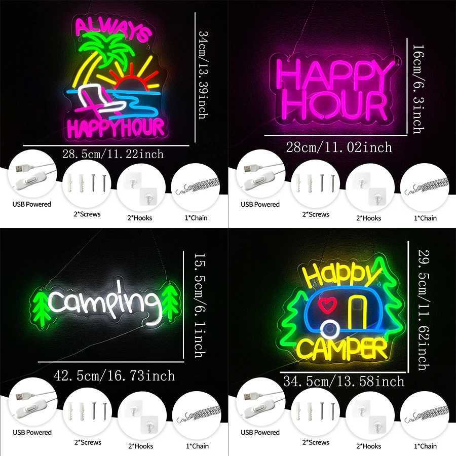 Neon Sign Of Camping Series Cartoon Icon Of Rv The Best Gift For Camping Hobby Car Used For Room Club And Party Art Decor H251201