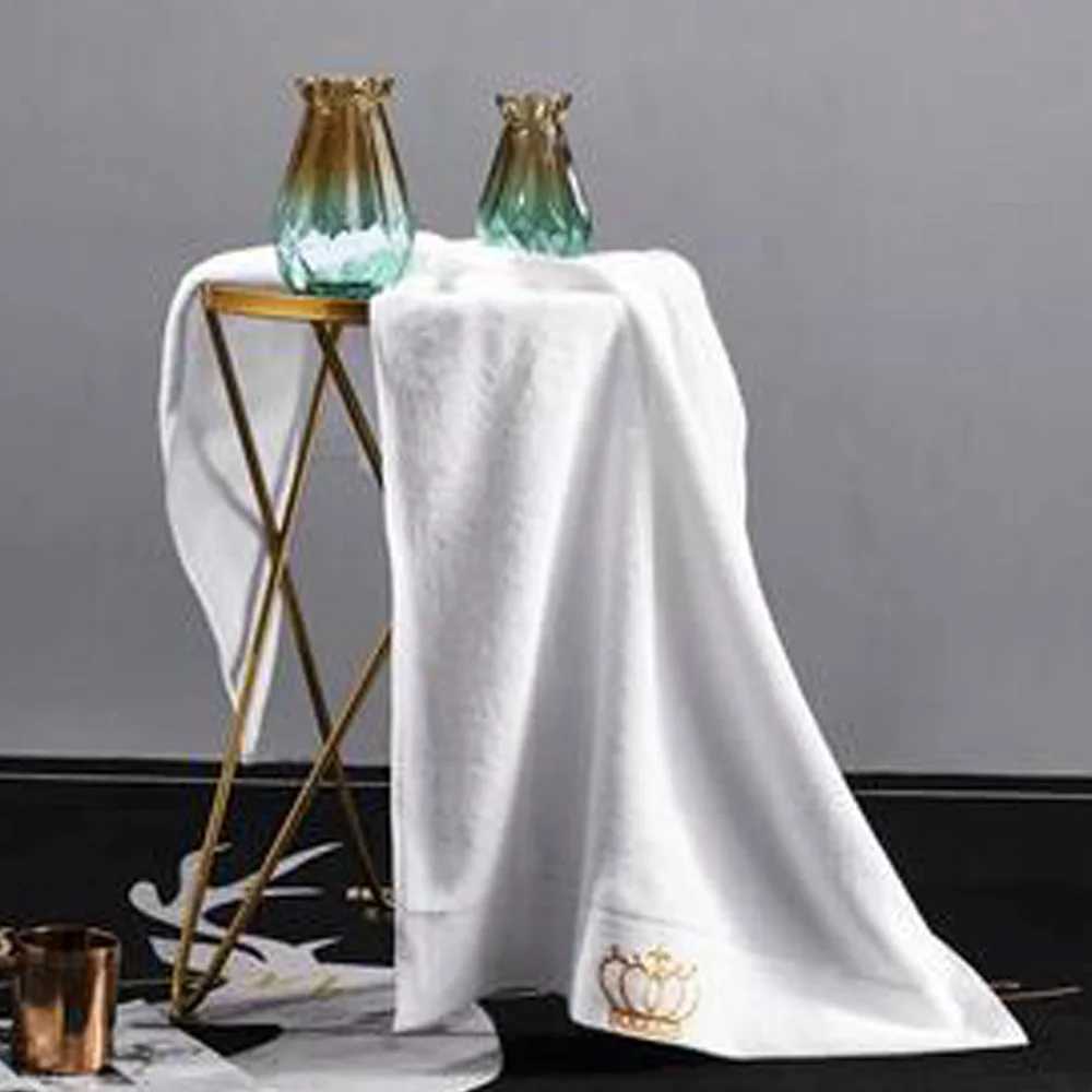 Super Absorbent Cotton Towel for Adults Embroidered Crown White Hotel Bath Towel Beach Towel Bathroom Accessories face towel Y251202