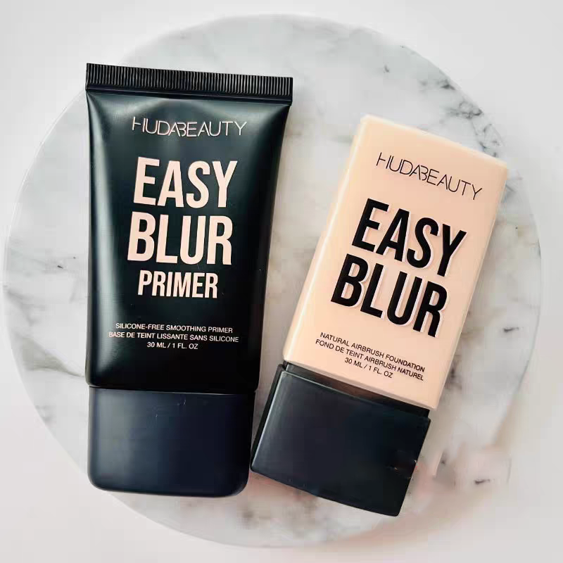 HUDA Beauty New Easy Blur Primer Silicone Free Smooth Pore Pre Makeup Lotion Natural Air Moisturizing Soft Pyramide Skin Liquid Foundation 30ml