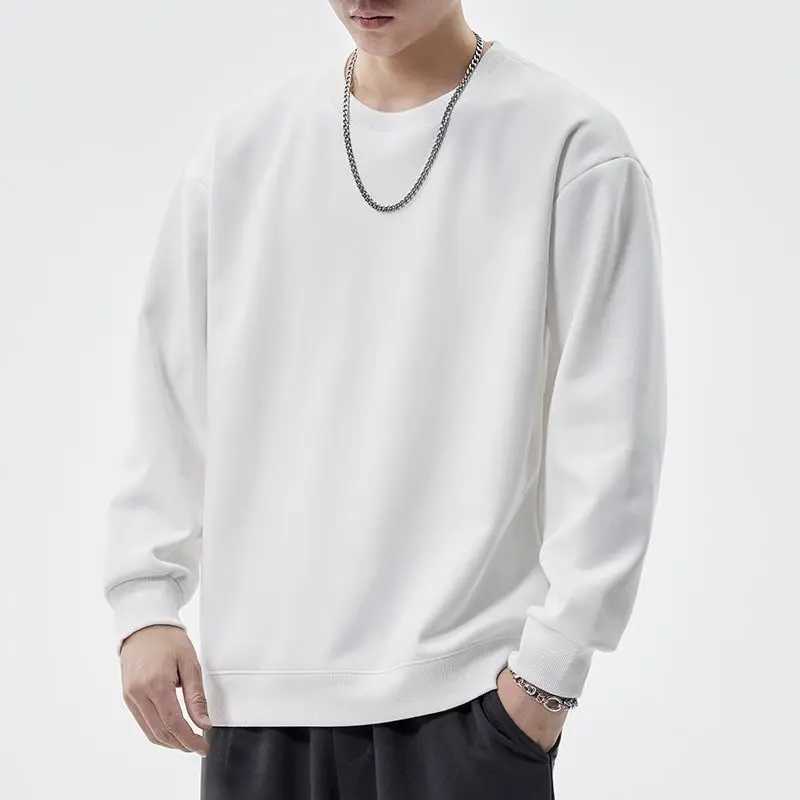 Spring and Autumn Solid Color Round Neck Men Loose Versatile Casual Sweatshirt Without Hood Long Sleeve J251203