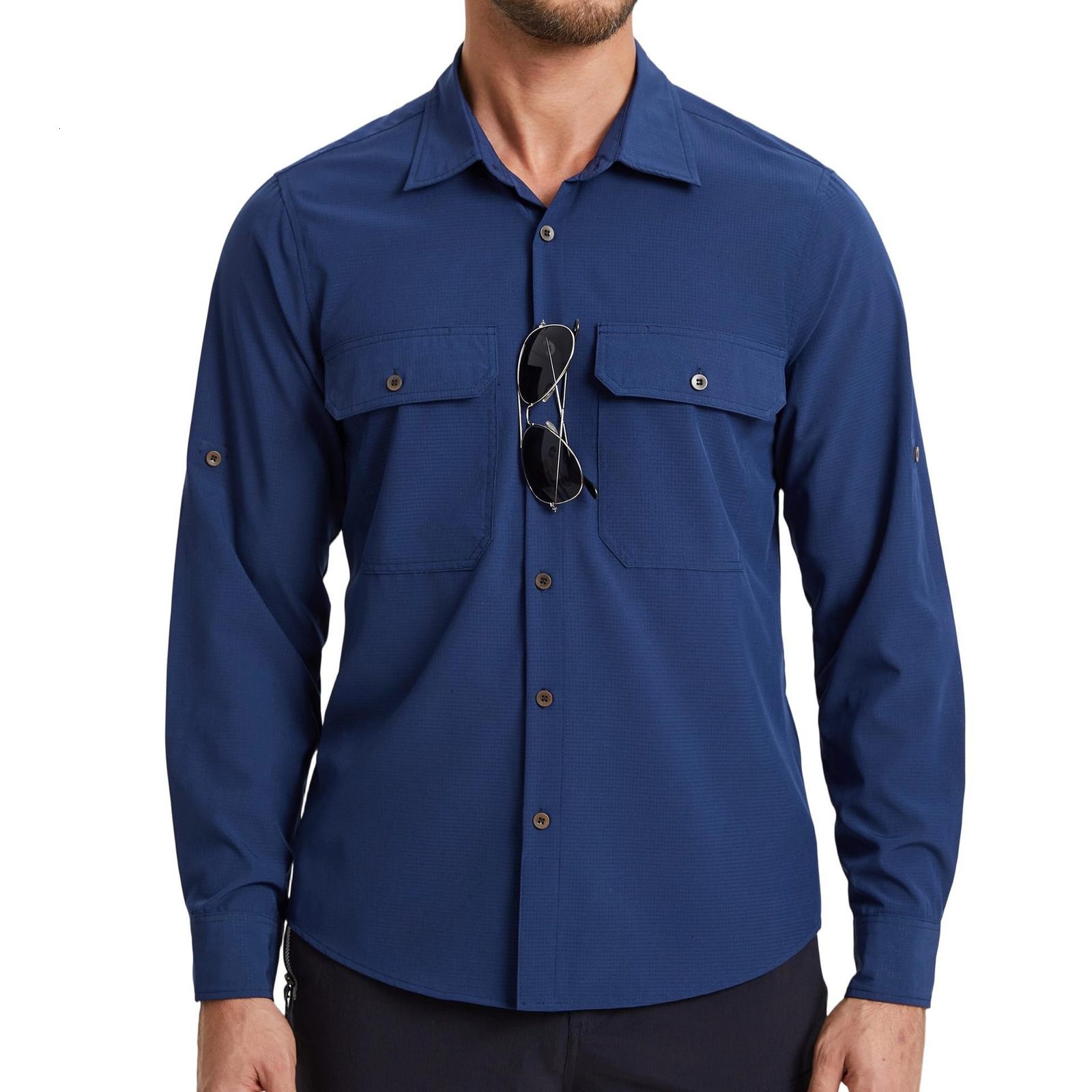 Outdoor Hiking Tactical Mens Shirt Adventure Fishing Quick-Dry Shirt Stretch Sun Protection Workwear Breathable Shirt