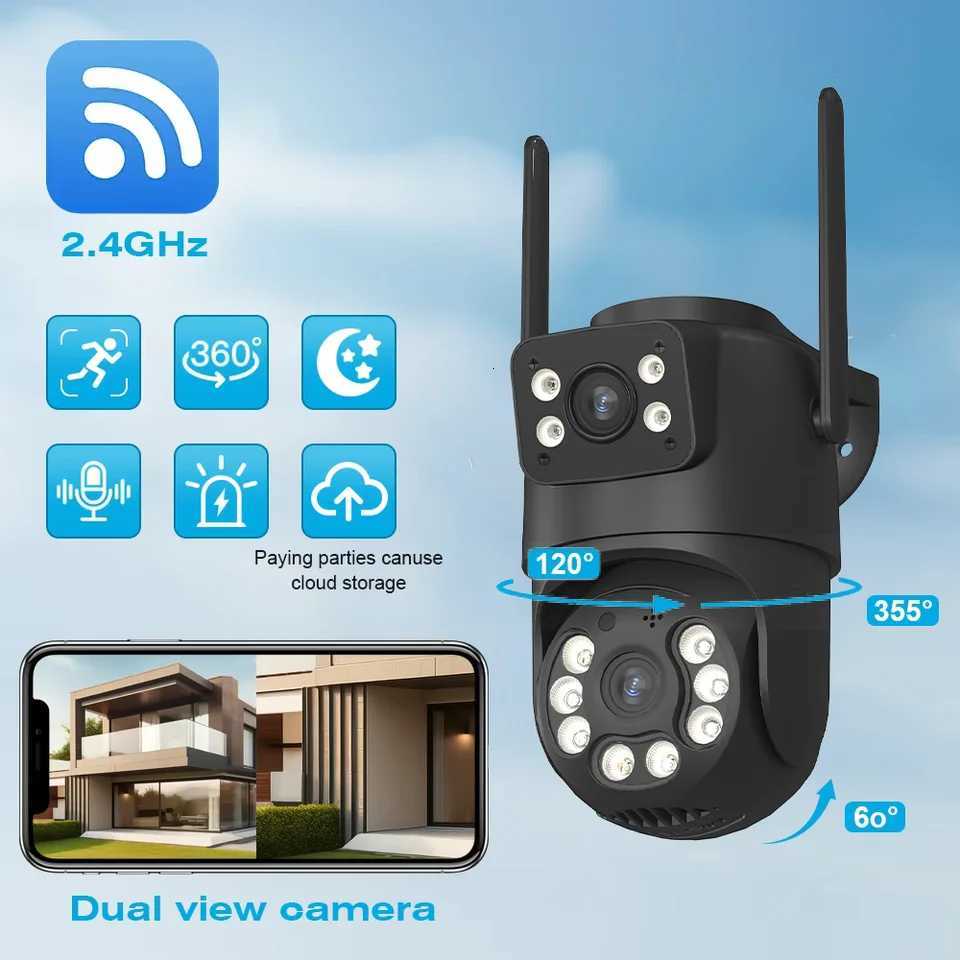 4K HD Dual Lens WIFI Camera 2K Dual Sn PTZ Camera Outdoor Auto Tracking Security Camera IP66 Waterproof Surveillance ICSEE C251202
