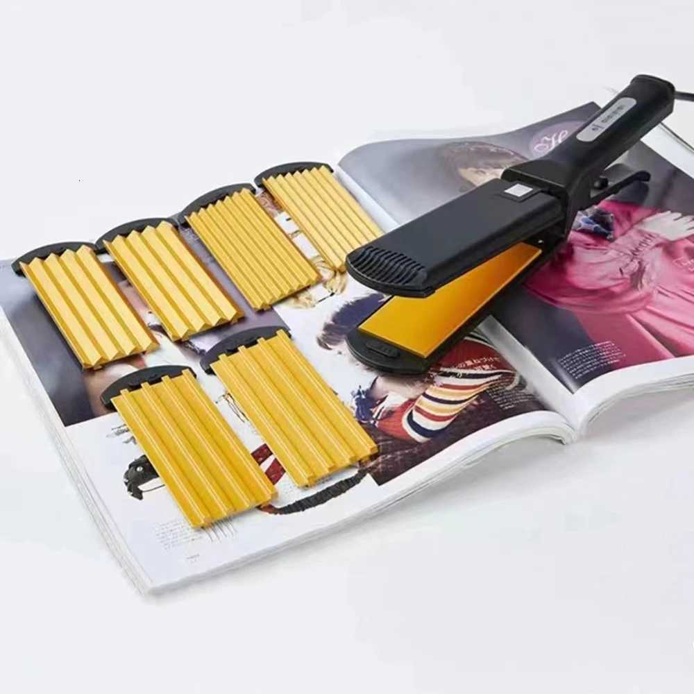Professional Ceramic Corrugated Iron Electric Curling Crimped Wide Plates Beauty Hair Iron For Hair Wave Corrugation Flat Irons C251202