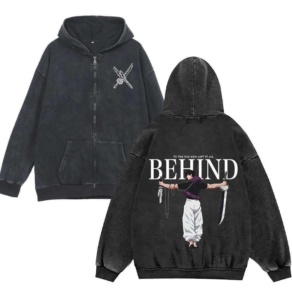 Jujutsu Kaisen Anime Zip Up Hoodies for Men Women 100Cotton Toji Print Gothic Harajuku Zipper Sweatshirts Casual Manga Pullover J251203