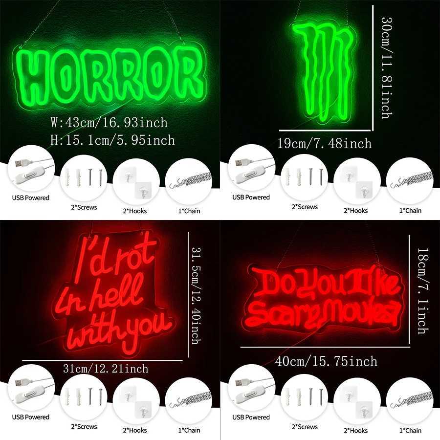 Halloween Theme Neon Signs Led Letter Icons Used For Room Horror Cinema Haunted House Adventure Bar Club Wall Decor H251201