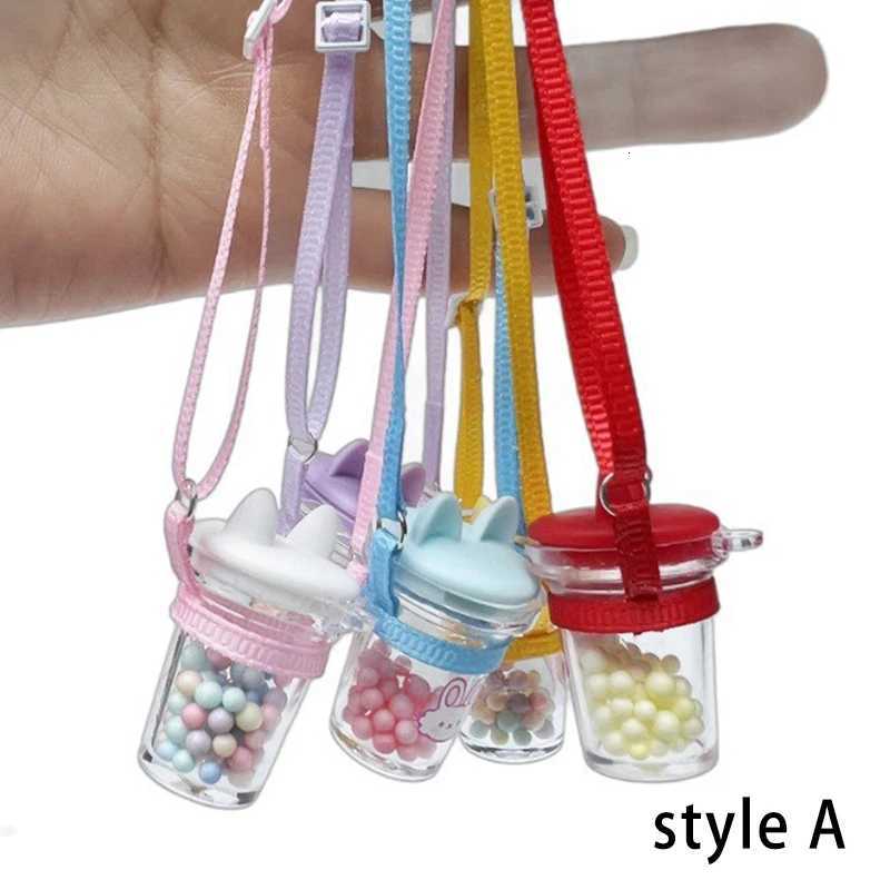 Mini Doll Water Bottle Model Miniature Kettle With Lanyard For 1/4 1/6 OB11 DollHouse Accessories Outdoor Bottles Decoration W251202