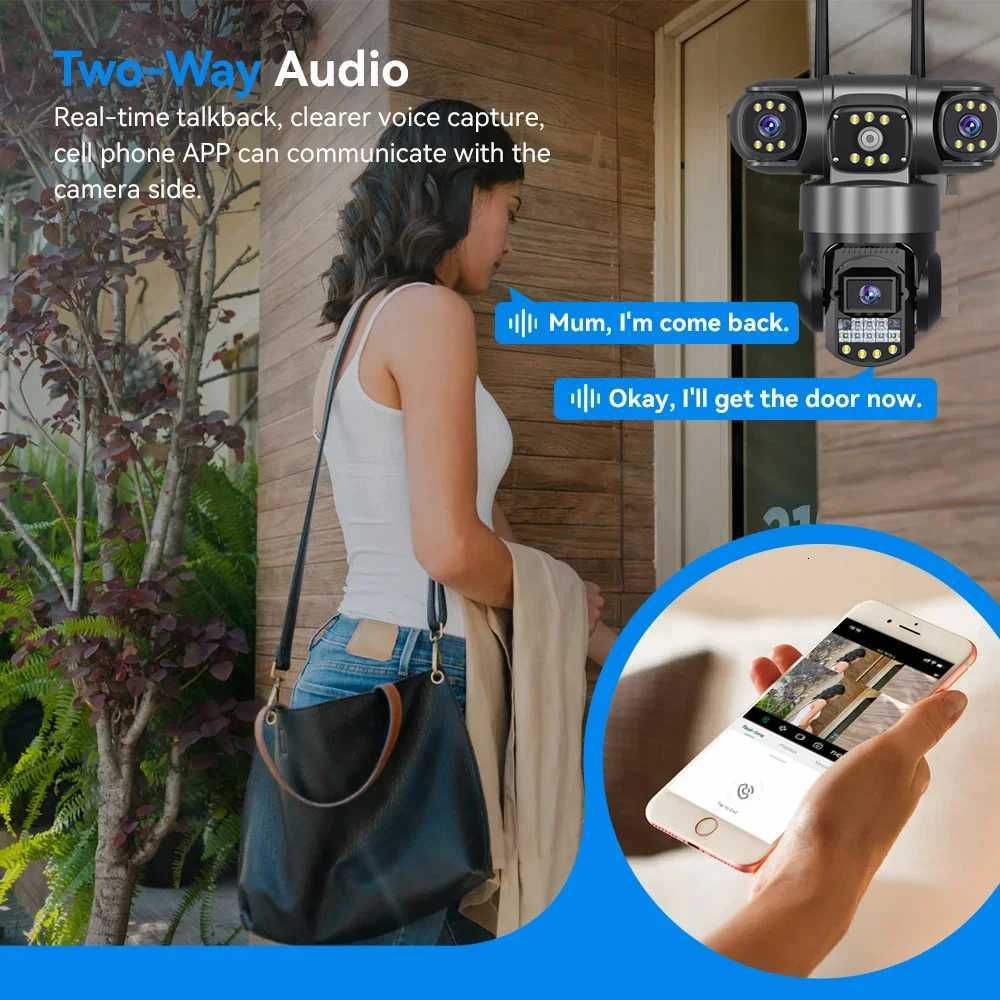 V380 Pro WiFi IP Camera Outdoor 12MP 6K Triple Lenses Triple Sns Security Video Monitor Night Vision Waterproof CCTV Cameras C251202