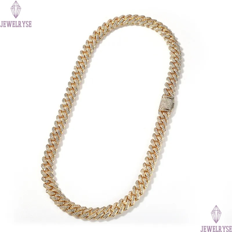 10mm copper cuban link chain mens necklace bracelet jewelry gold chain for man Hip Hop Diamond Iced Out Chains AAA Zirconia Silver Necklaces Woman Cho