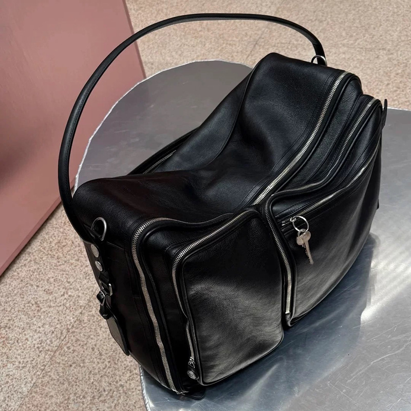 Free shipping designer bag New Niche Retro Versatile Casual Lazy Style Loose Leather Zipper Handbag Single Shoulder MultiPocket Women Bag