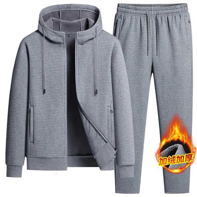 Cashmere Tracksuit Mens Sets Fleece Thick Hooded Brand Casual Autumn Winter New Hooded Cardigan Thickened Fleece Two-piece Set W251202