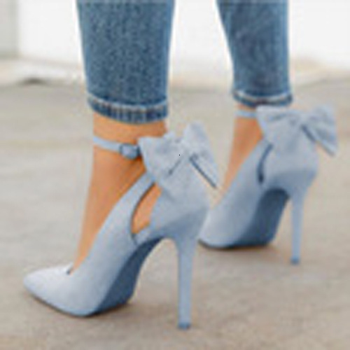 2025 Classic Ankle Lace-Up Bowknot Woman Shoes Solid Flock Shallow High Heels Shoes Party Shoes Fashion Women Pumps 6 Colors 251106