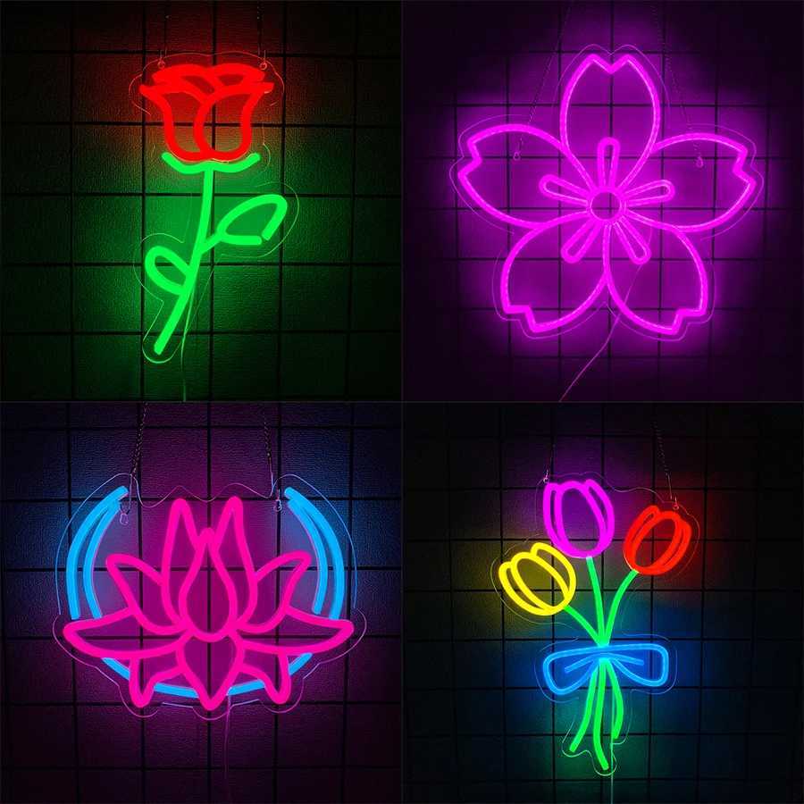 Plant Series Neon Signs Flower Icon Wall Decor Usb Powered Used For Wall Lamps In Rooms Homes Clubs Cafes And Flower Shops H251201