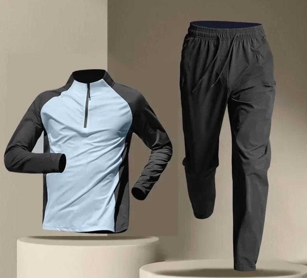 Mens Short Sports Training Sets Fitness Clothes Ice Silk Quick Drying Tshirt Suit Running Sportswear Shorts Tracksuit Gym 241108