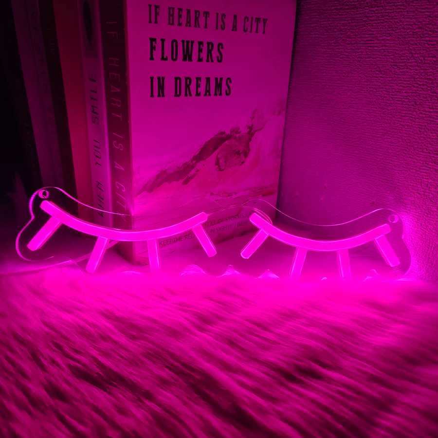 Pink Eyelash Led Neon Sign Suitable For Eyelash Room Decor Art Wall Lamp In Dressing Room And Beauty Salon Powered By Usb H251201