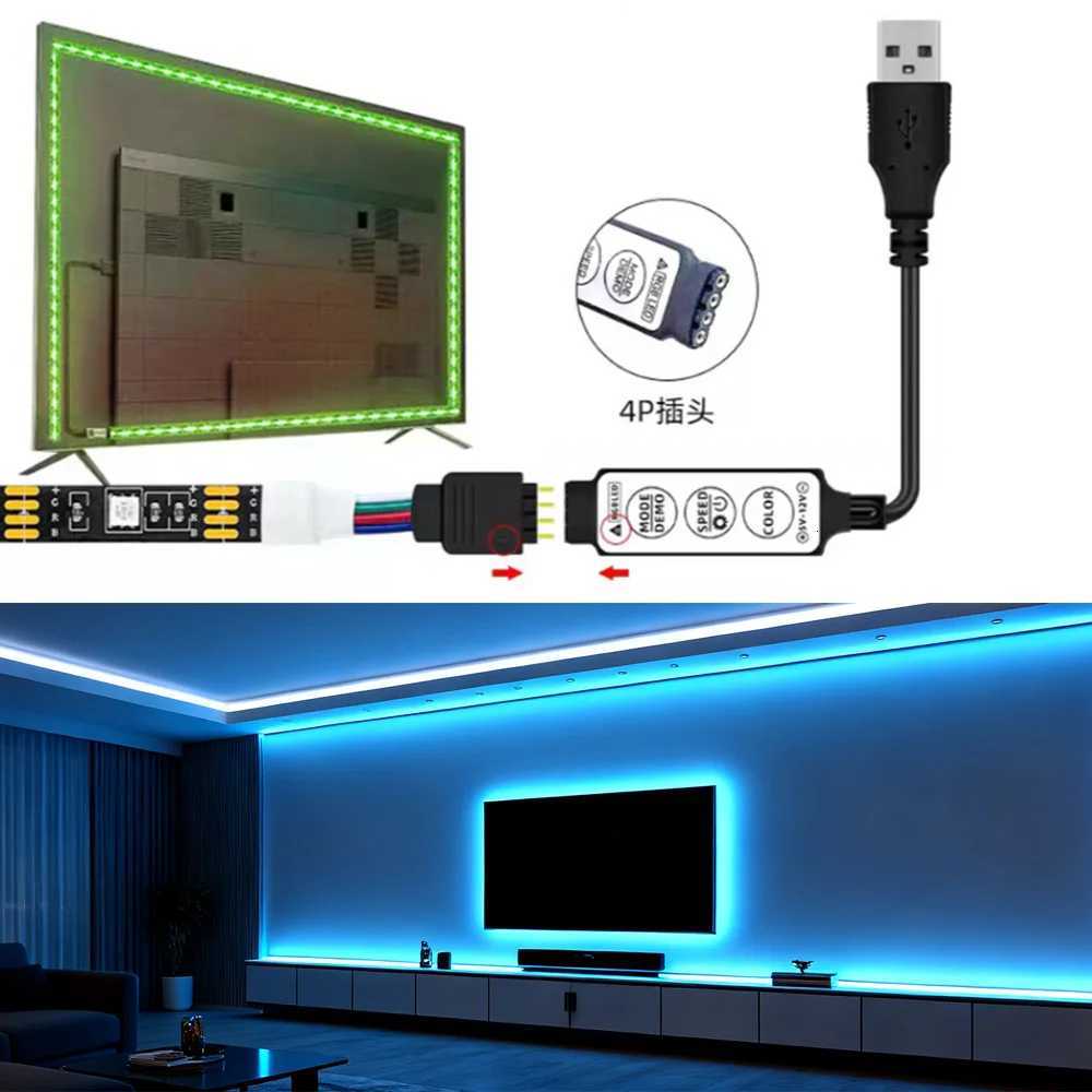 RGB LED Strip Light USB 5V SMD5050 3 Key LED waterproof Flexible Lamp TV Background Light Bar Family Party Decoration Lighting H251201