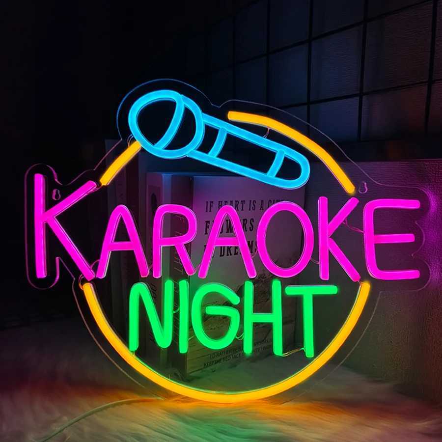 Karaoke Night Neon Sign Hand-Wheat Icon Usb Powered Used For Art Decor Of Music Studios Bar Concerts And Theme Parties H251201