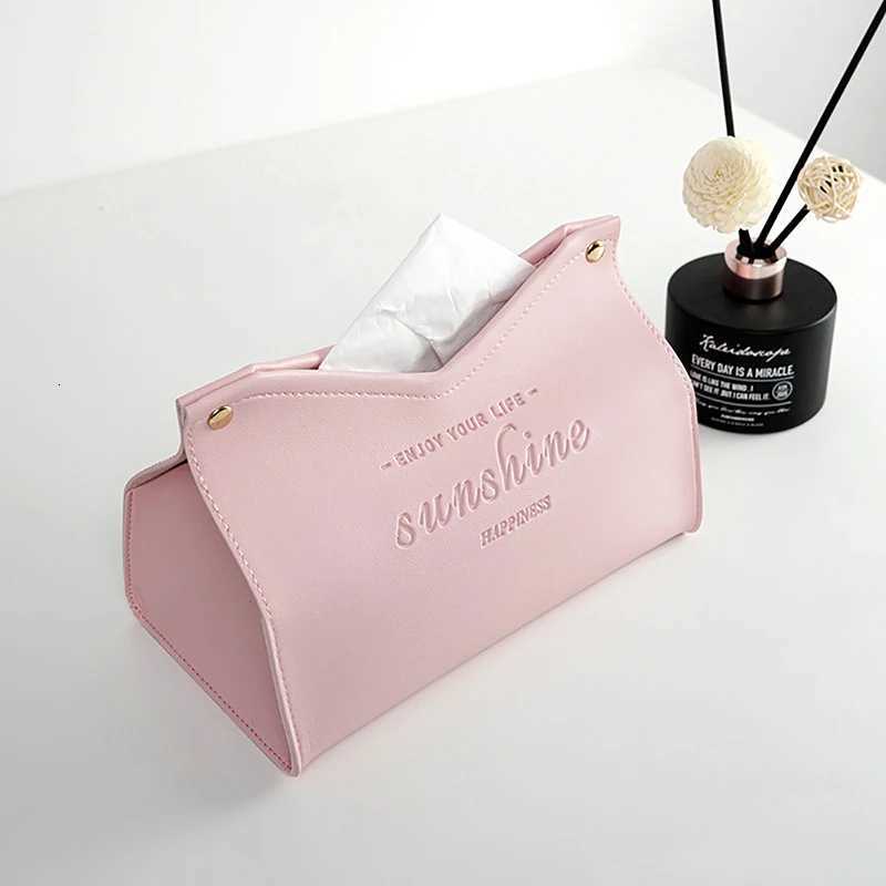 Solid Color Minimalist Leather Tissue Case Napkin Holder Storage Container Car Tissue Box He Living Ro Decoration H251201