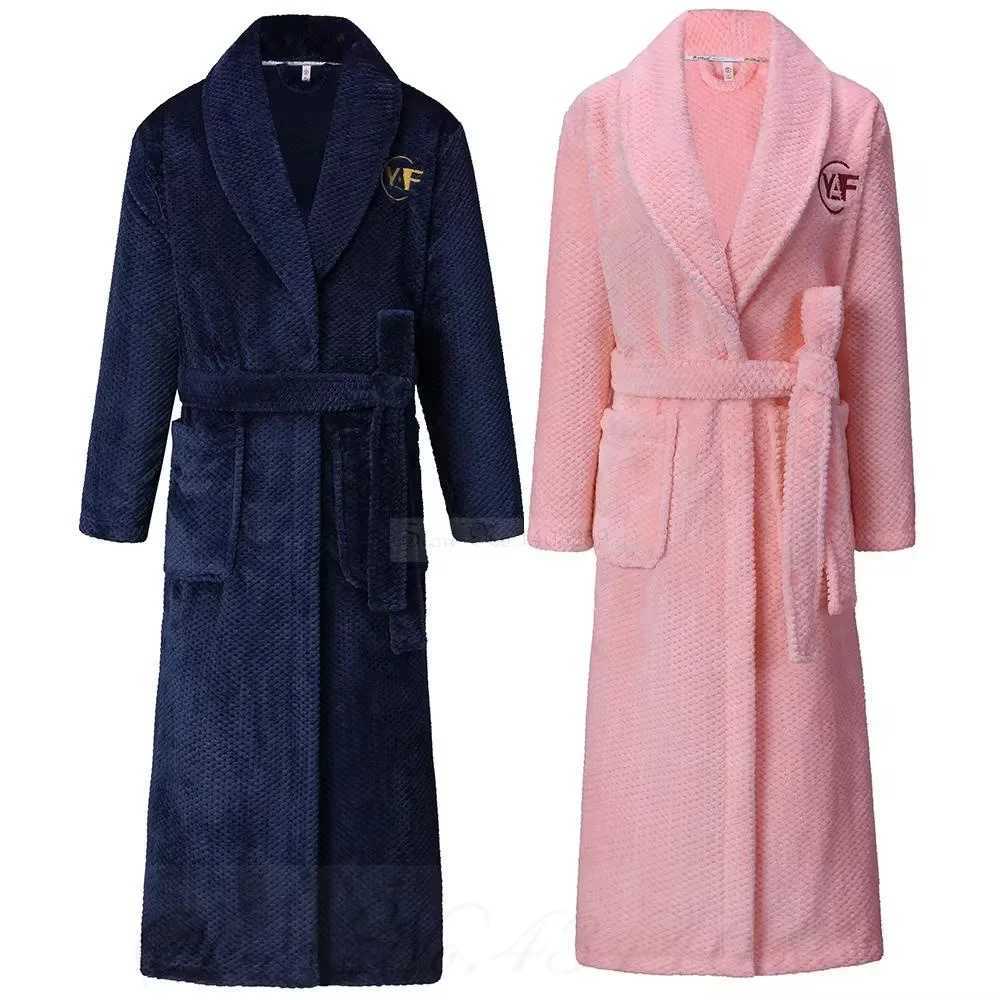 Winter Thicken Couple Flannel Long Robe Sleepwear Warm Mens Nightwear Bathrobe Gown Large Size Loose Coral Fleece Homewear 4XL C251202