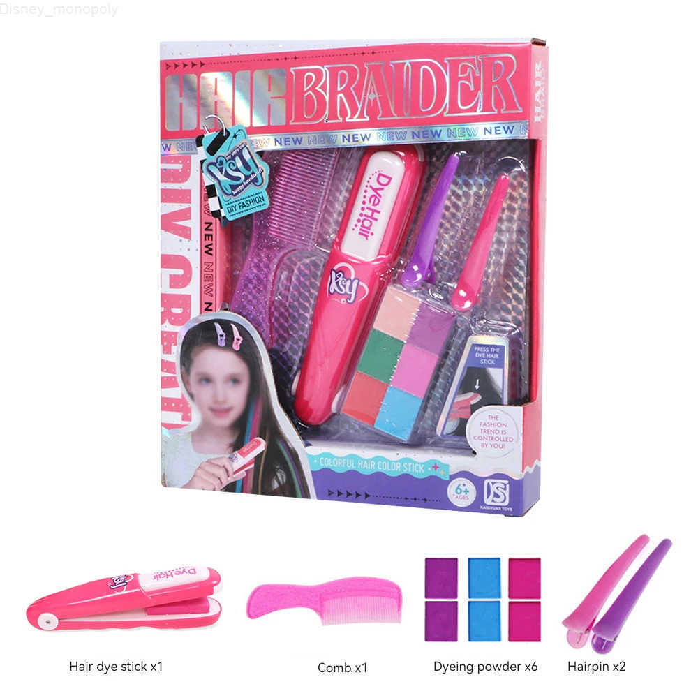 Disney Childrens Simulated Hair Dyeing Stick Set DIY Hair and Makeup Tools Girls House Hair Accessories and Makeup Toy Gifts H251202