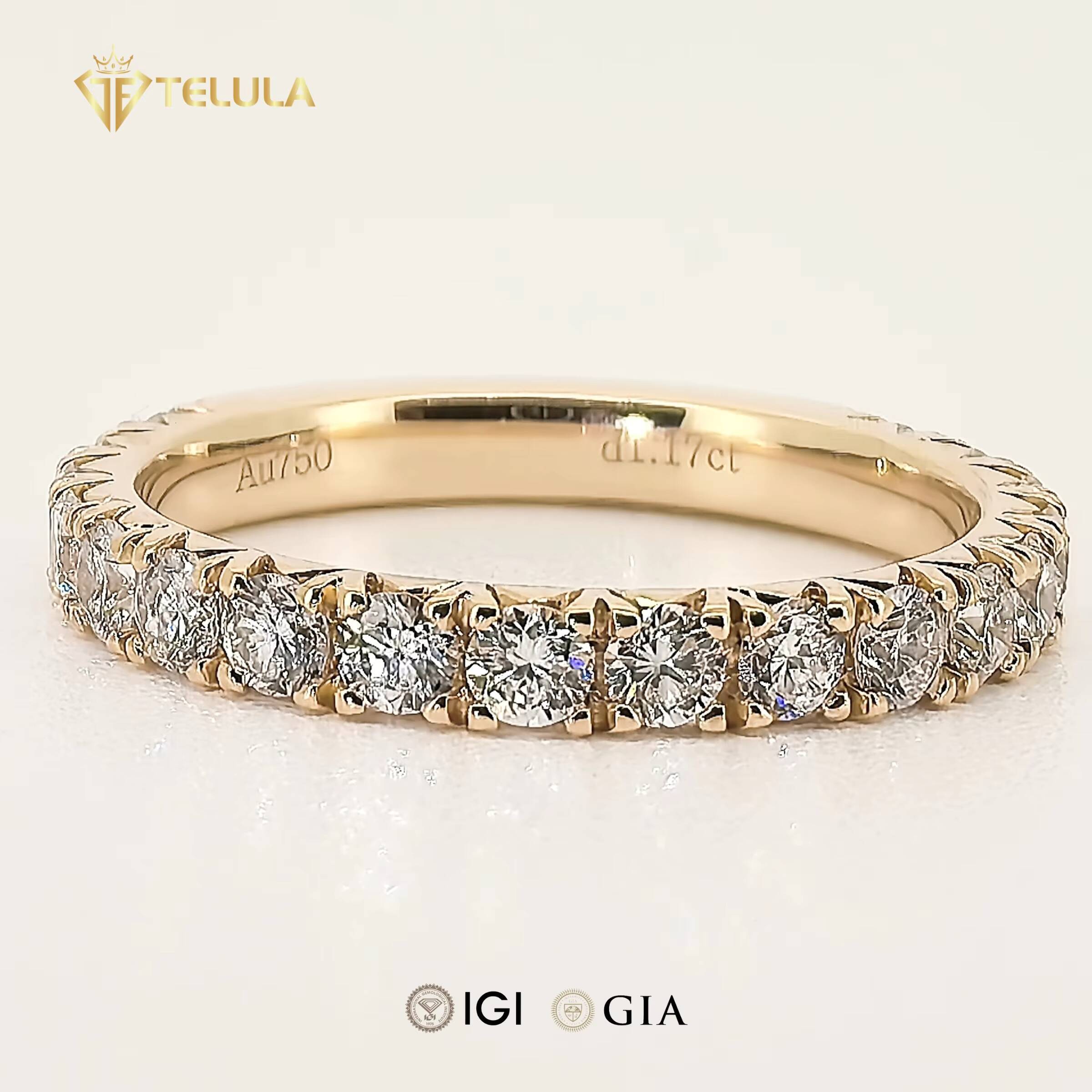 Eternity Band Wedding Band 1CT VVS IGI Certificate D E Color Engagement Ring Womens Synthetic Diamond Gold Ring