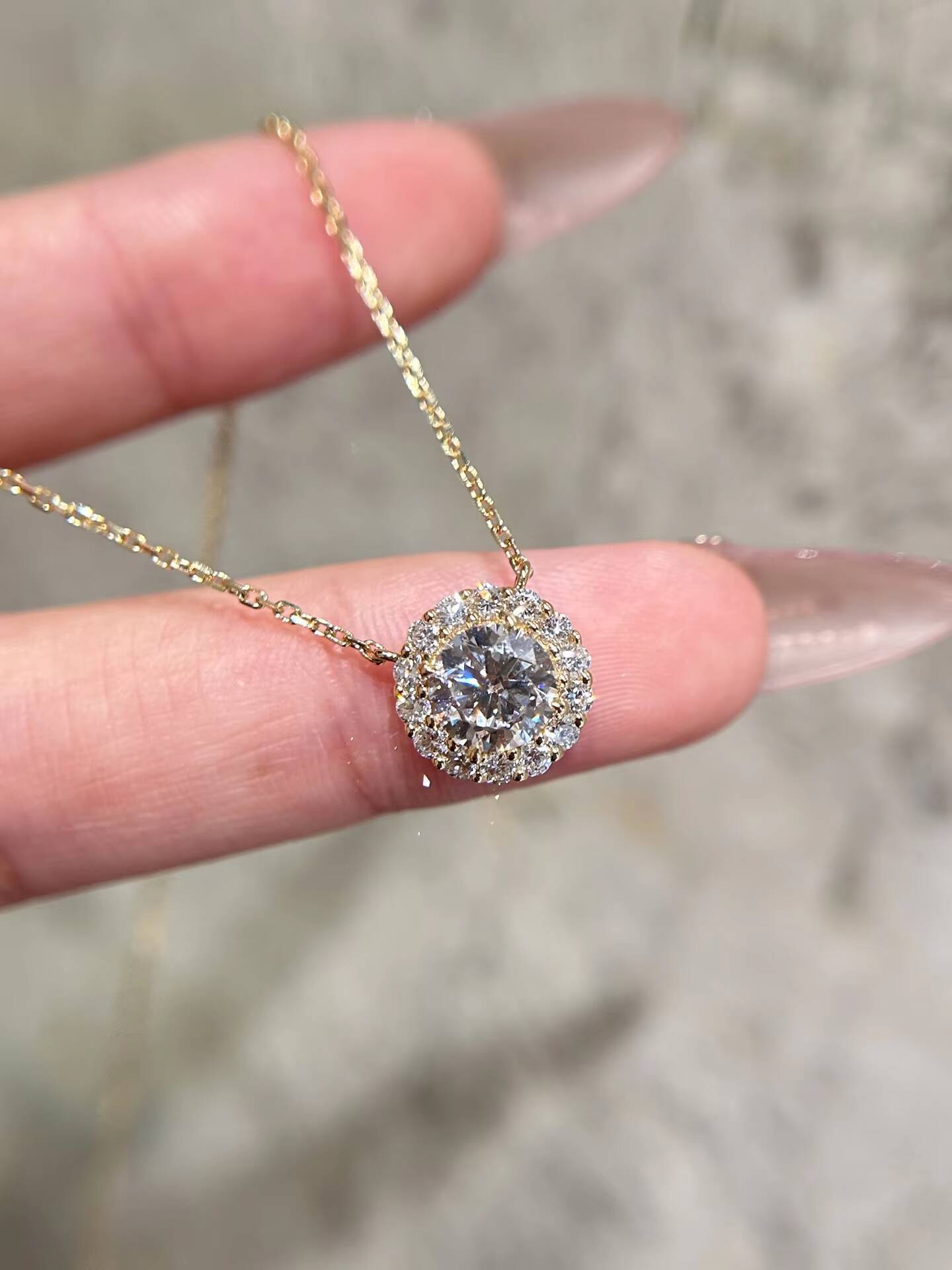 VOAINO IGI Certified Fine Jewelry DEF VVS VS CVD HPHT Round Cut Lab Diamond Pendant 10k 14k 18K Solid Gold Necklace