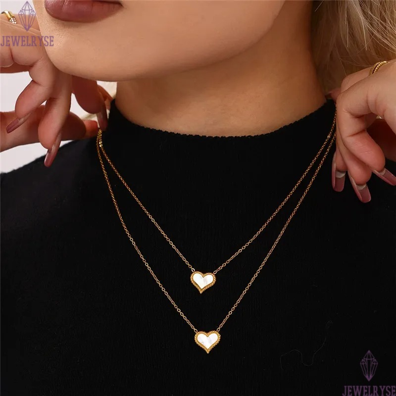 new autumn and winter heart designer necklace for woman stainless steel natural fritillary pendant gold necklaces choker daily outfit jewelry birthday