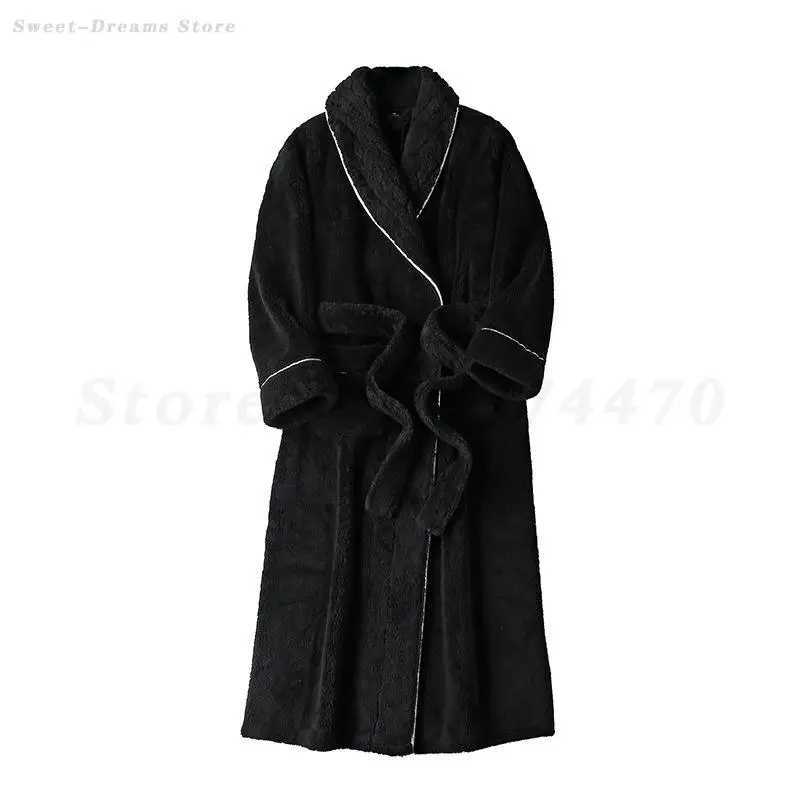 Mens Plus Size Robe Bathrobe Kimono Thickened Coral Fleece Sleepwear Autumn Winter New Nightgown Flannel Home Wear Nightwear C251202