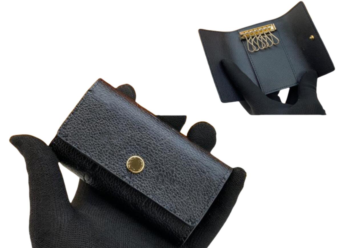 Hots saling Designer wallets top quality key purse lady multicolor leather keys holder short six wallet for women classic zipper pocket chain