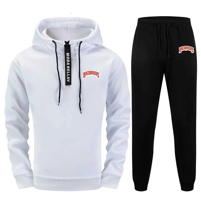 2025 New Release Men Tracksuit Set Urban Streetwear 2 Piece Half Zip Hoodie and Joggers Autumn Winter Fashion Sweatshirt Outfits W251202