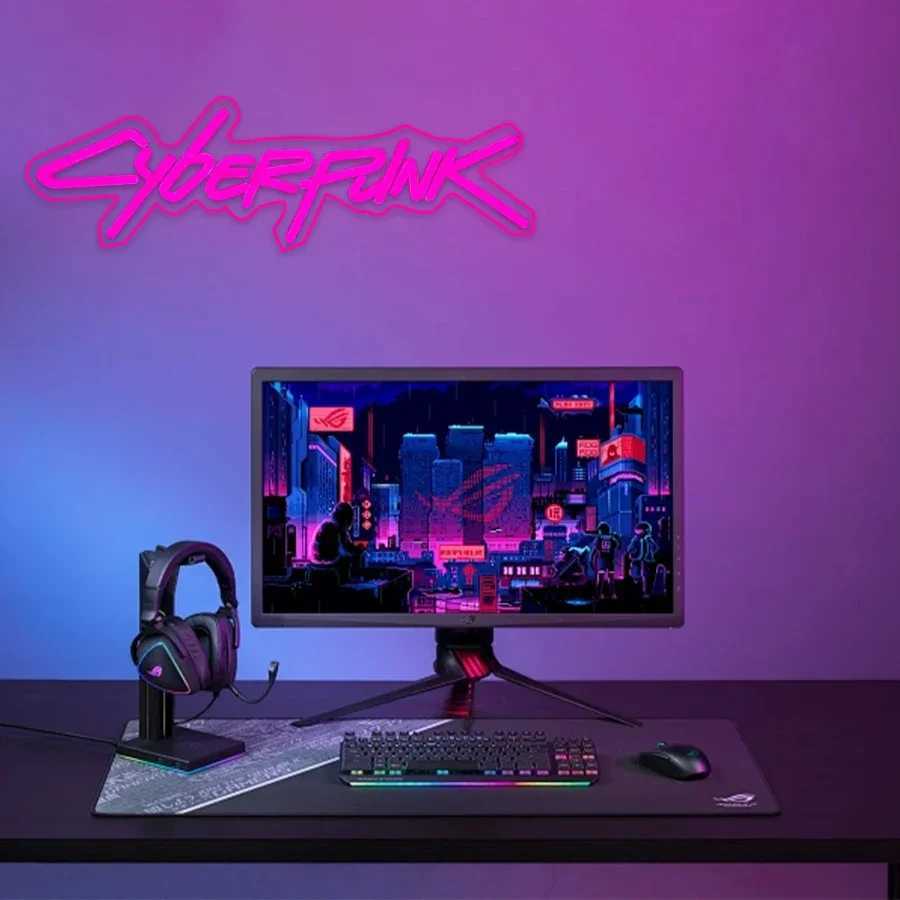 Cyberpunk Neon Sign Pink Letter Sign Used For Wall Decor Unique Gift For Computer Enthusiasts E-Sports Room Man Cave Decor H251201
