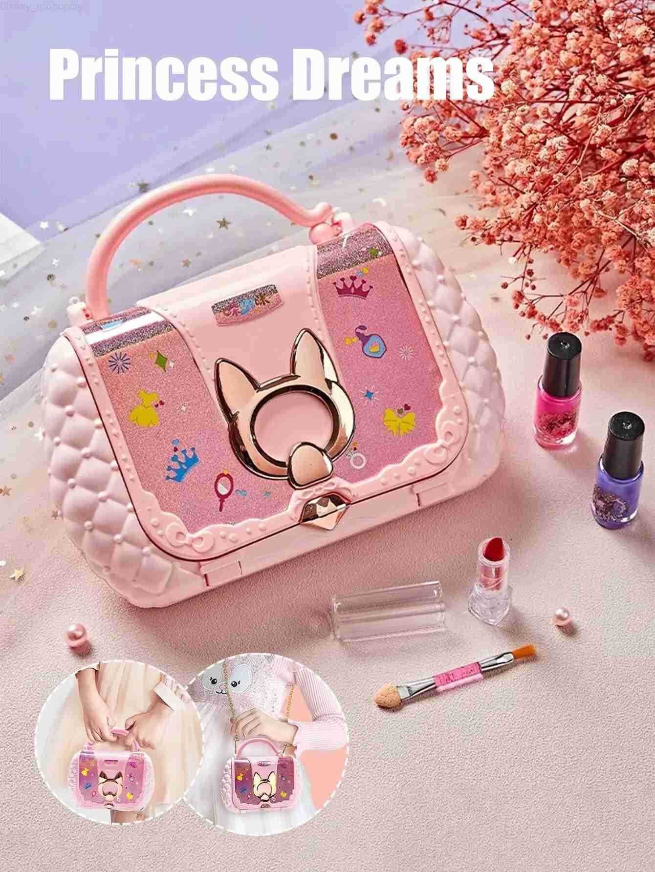 Disney Kids Beauty Toys Makeup Kit Little Bag Washable Pretend Play Cosmetic Set Toys with Mirror Non-Toxic Safe Birthday Gifts Girl H251202