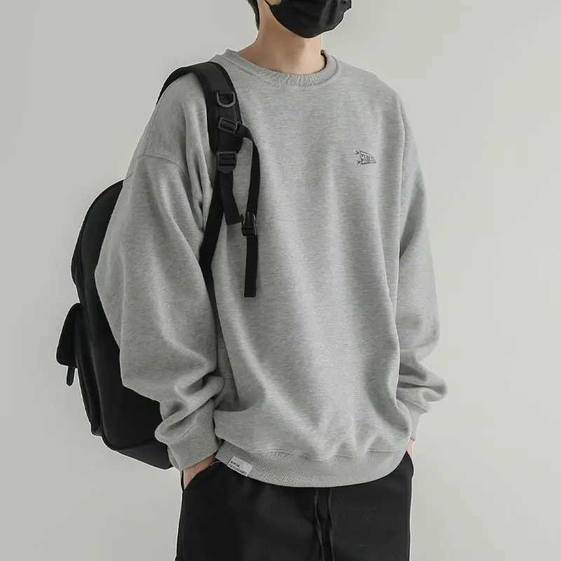 New Velvet Sports Sweatshirt for Men in Autumn and Winter Retro Warm and Loose Casual Autumn Wear Without Hats J251203