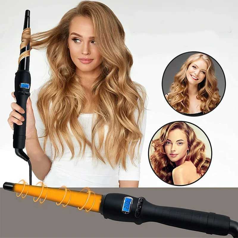 Professional Ceramic LCD Display Electric Curling Iron Wand Negative Ion Technology Mti-Temperature Hair Curling C251202