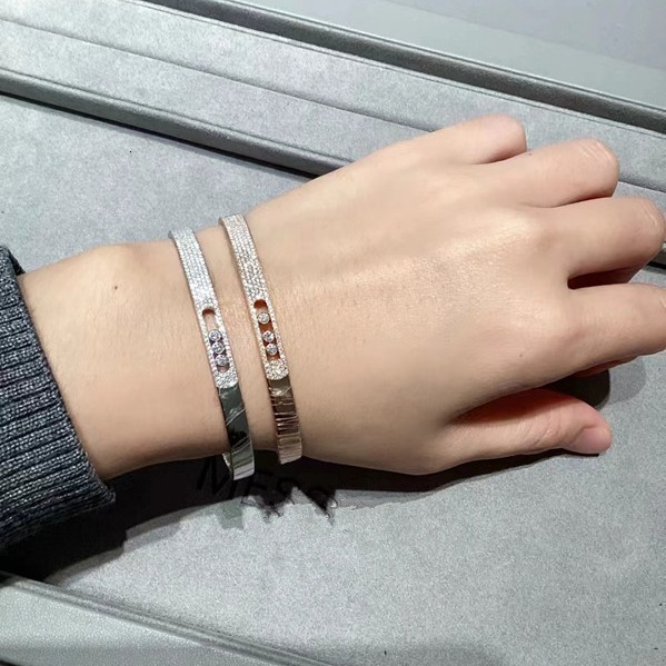 Designer Messikass Messi Sliding Sparkling Diamond Fashion Bracelet for Women 18k Gold Plated High-end Design Spring/summer Style