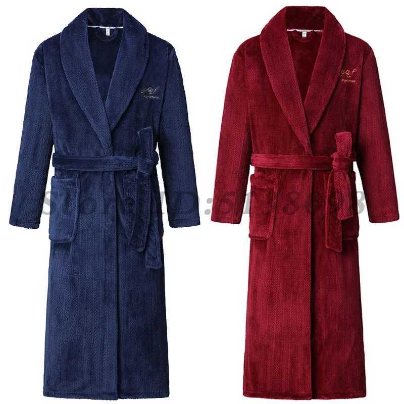 Autumn Winter Flannel Long Robe Couple Thicked Warm Sleepwear Men Casual Bathrobe Gown Plus Size Nightgown Women Loose Home Wear C251202