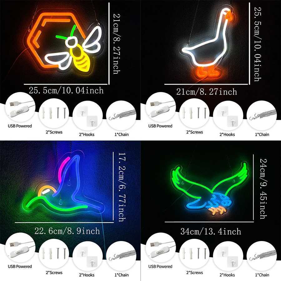 Animal Led Neon Sign Cartoon Icon Art Wall Lamp Usb Powered Used For Bedroom Home Club Game Room Office Bar Decor H251201