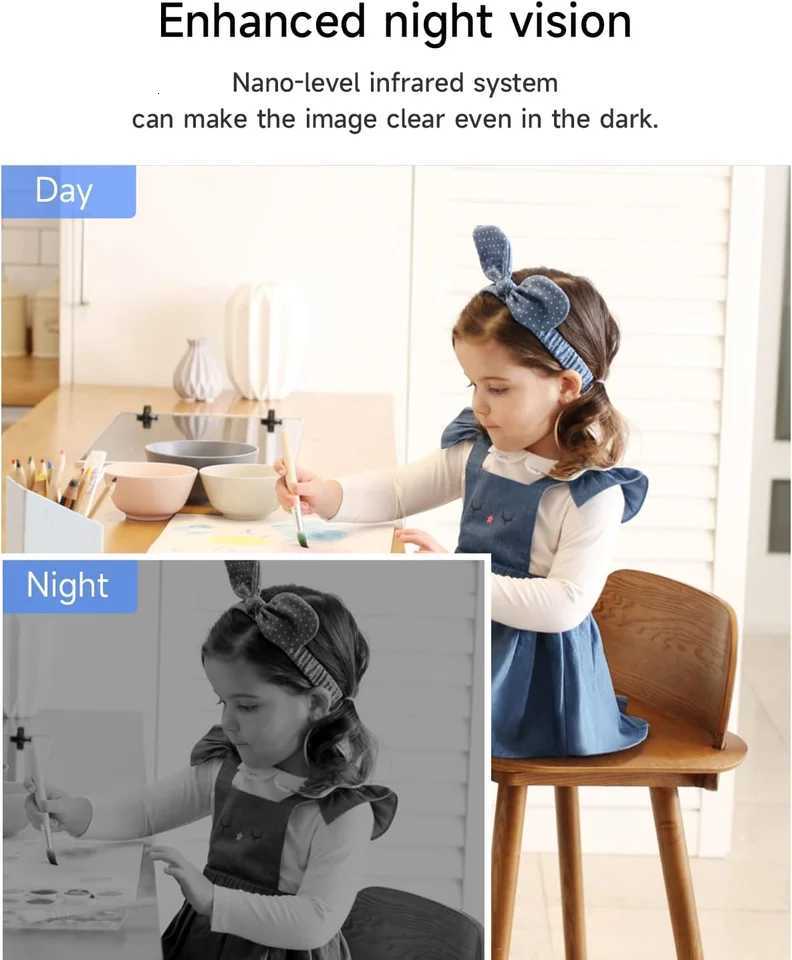 XIAOVV Indoor WiFi Surveillance Camera 2K Pet and Baby Camera with Motion Tracking 360 WiFi IP He Cameras Night Vision C251202