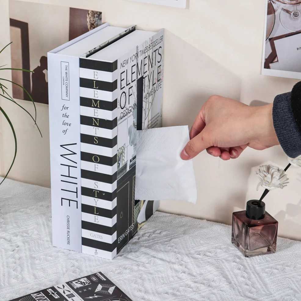 Luxury Book Style Tissue Box Napkin Holder Case Paper Box Container Fashion Hotel Storage Box He Table Decoration Ornaments H251201