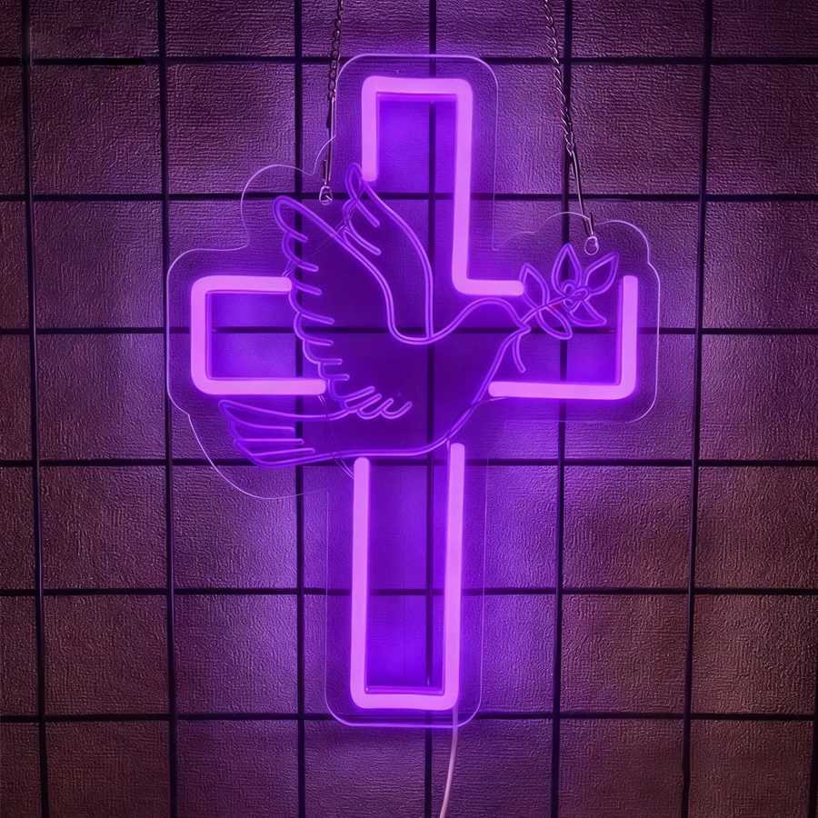 Led Neon Sign Of Jesus Cross Used For Bedroom Family Wedding Party Decor Christmas Easter New Year Celebration Gifts H251201