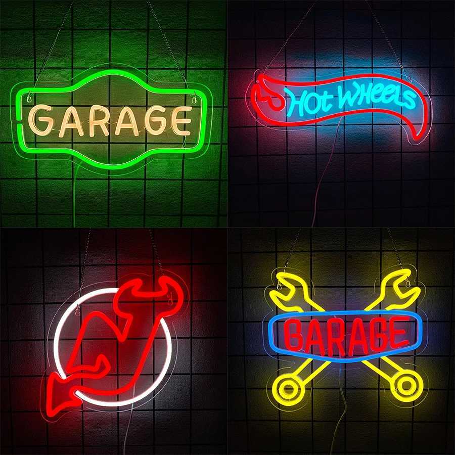 Garage Series Neon Signs Wrench Tool Icons Usb Powered Used For Car Repair Shops Parts Stores Clubs Bars Man Caves Decor H251201