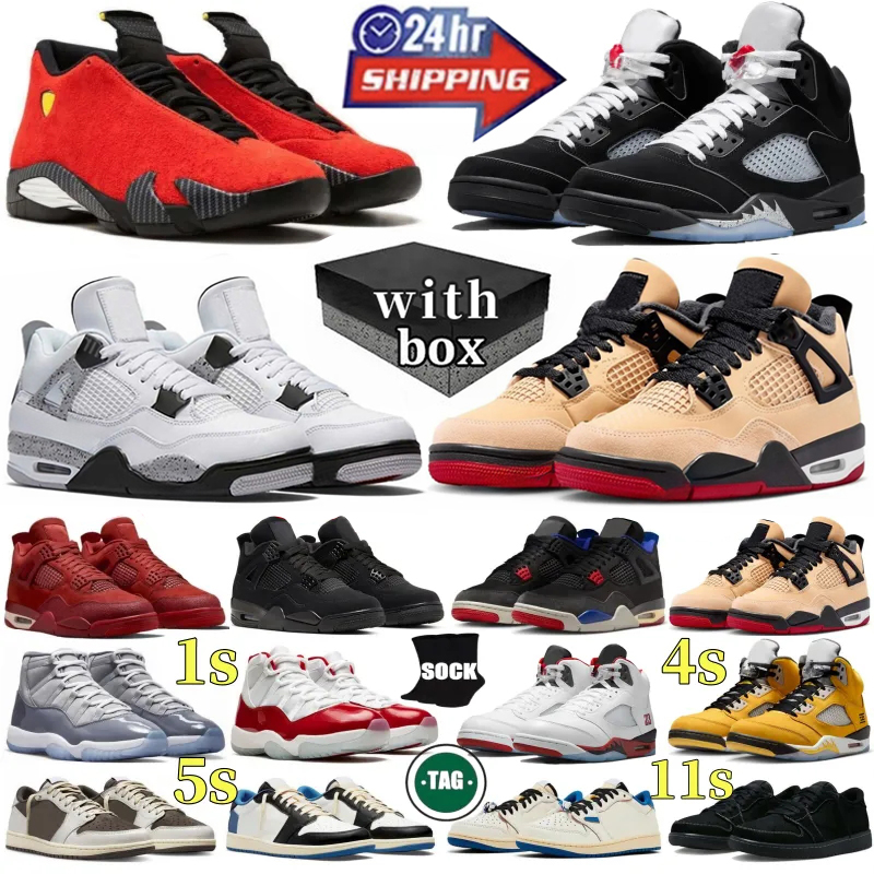 Designer Basketball Shoes 1s 4s 5s 11s 14s Ferrari Black Cat 4 Metallic 5 Reimagined Fire Red White Cement Cool Grey Olive Men Women Trainers Sneakers